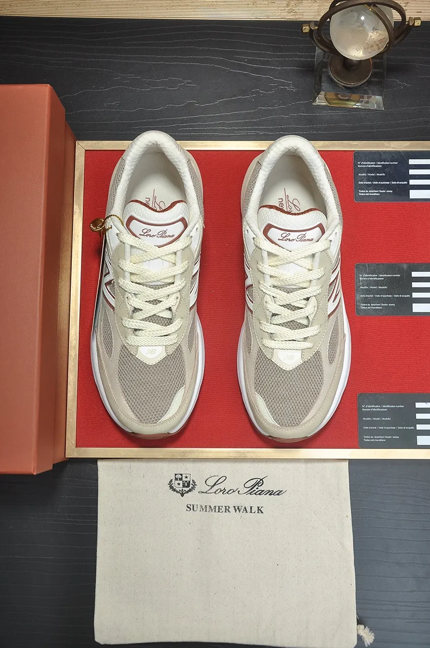 Ex-factory price 660💶LP new product on sale (couples model) Loro Piana sneakers｜Made of Wish imported cowhide fabric｜The upper is made of unique knitted fabric production technology｜Comprehensive one-to-one restoration of the counter process flow｜Additional original molded rubber three-color combination technology outsole｜Size: women 35-40, men 38-44.